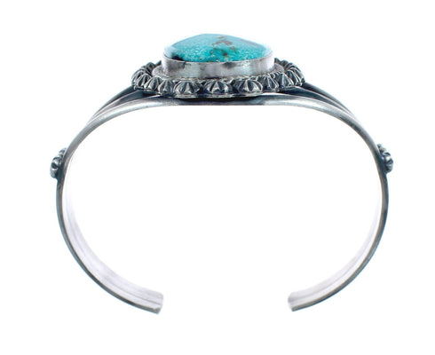 Native American Genuine Sterling Silver Kingman Turquoise Cuff Bracelet JX126327